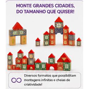 Brincando De Engenheiro Nº 7 Xalingo 300 Peças Blocos De Montar Em Madeira Educativo
