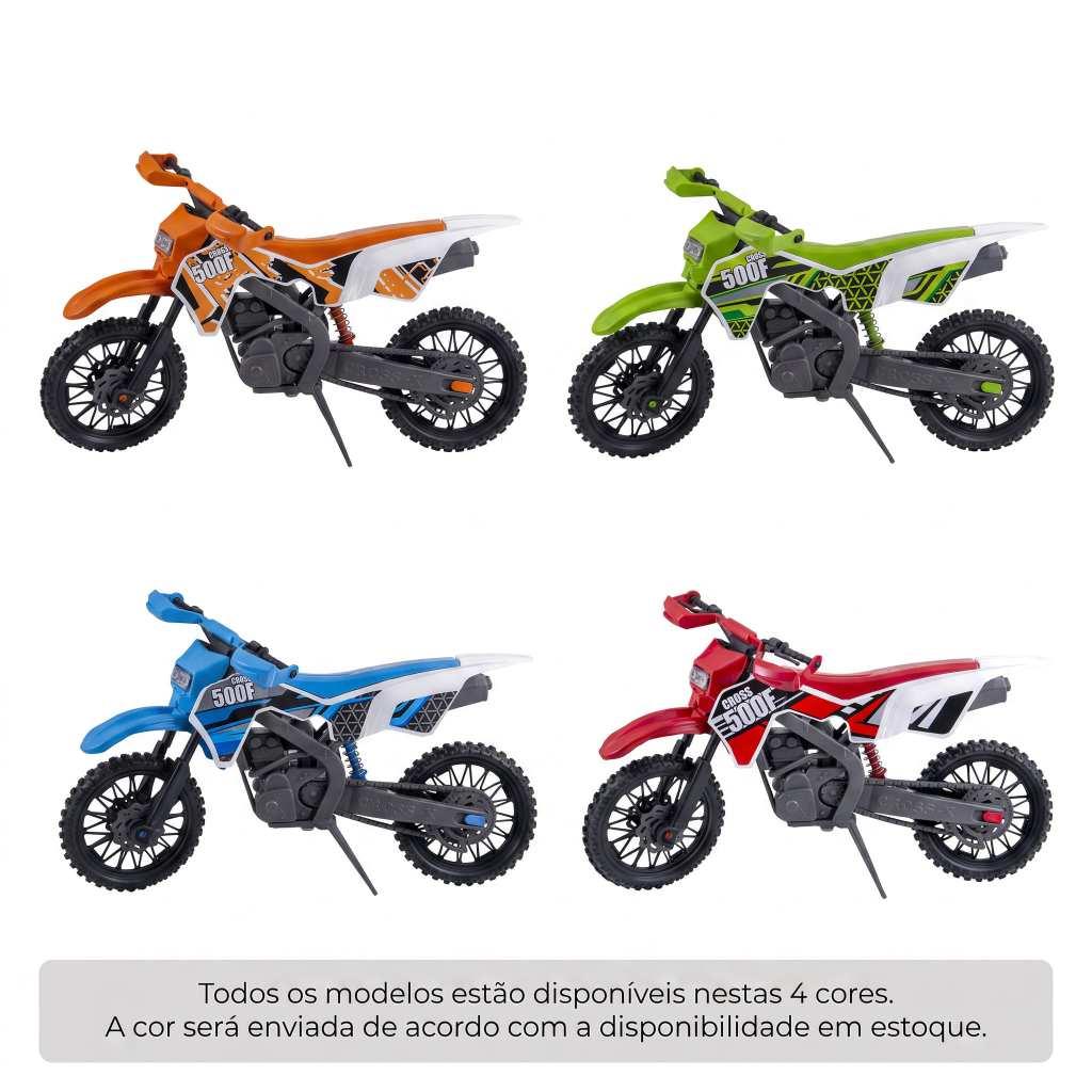 Moto Cross Brinquedo Realista Grande De 38cm Com Amortecedor E Descanso Retrátil - Certificado Inmetro Queen Shop