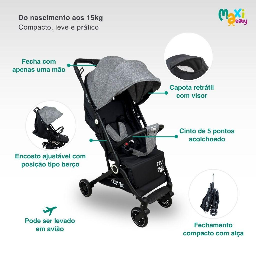 Carrinho De Bebê Passeio Vira Berço Nivi Maxi Baby