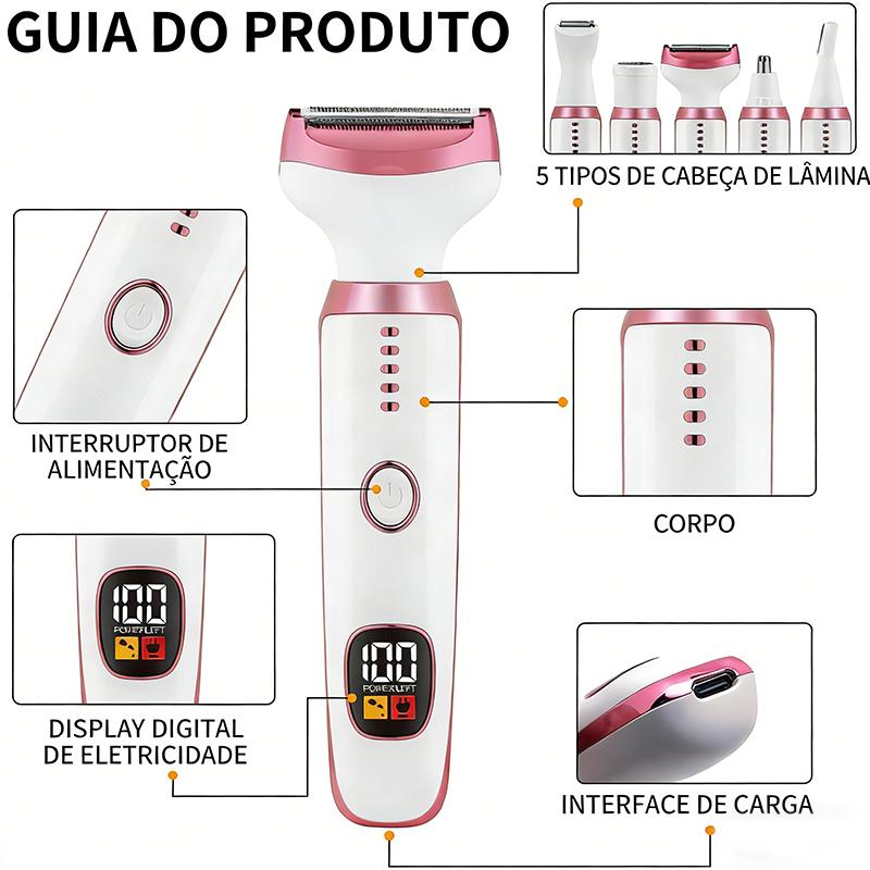 Aparador Barbeador Removedor Multi-funcional 5 Em 1 De Axila Pêlos Sobrancelha El/depilador Feminino Lady Shaver--m7