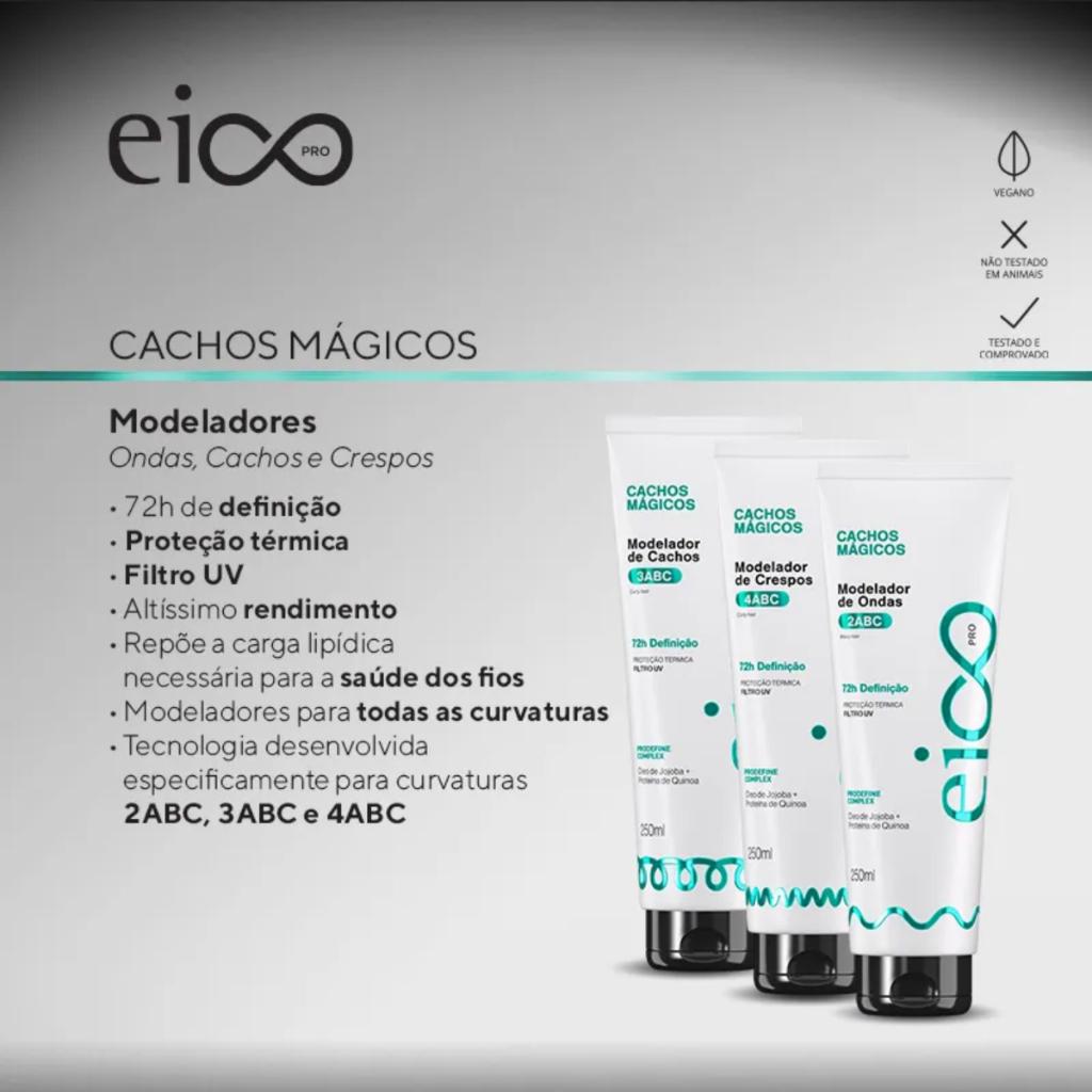 Eico PRO Leave-in Modelador De Ondas Cachos Mágicos Proteção Térmica Filtro Uv 250ml Ondulados 2ABC