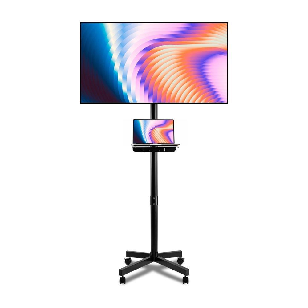 Suporte Pedestal Para TV 32 A 55 Pol Com Rodinhas Ajustável Universal Preto Zinnia Stv550