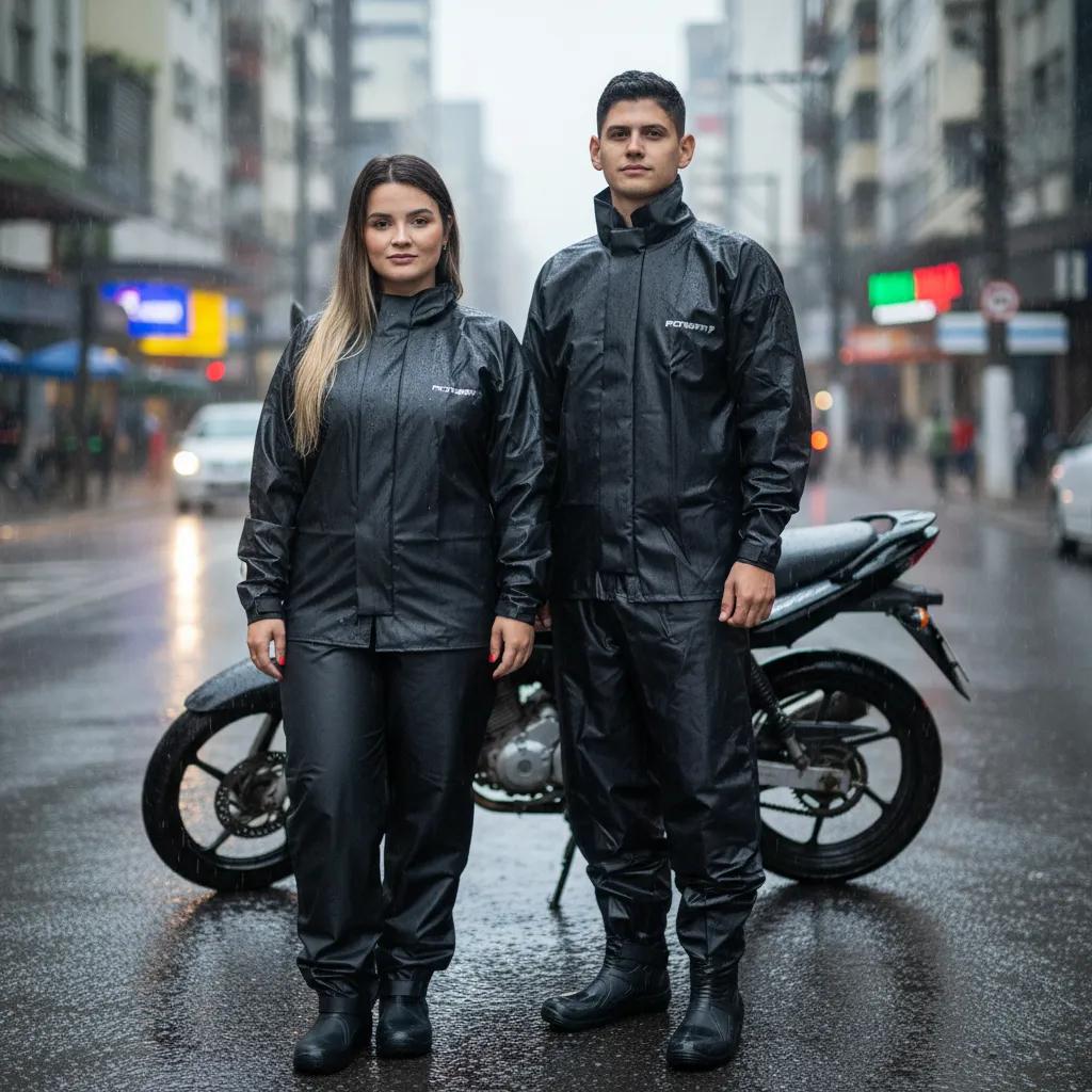 Capa De Chuva Reforçada Pioneira Pvc Feminina Rosa Motoqueira Mulher Moto Pvc Impermeavel Refletivel Não Entra Agua Moto
