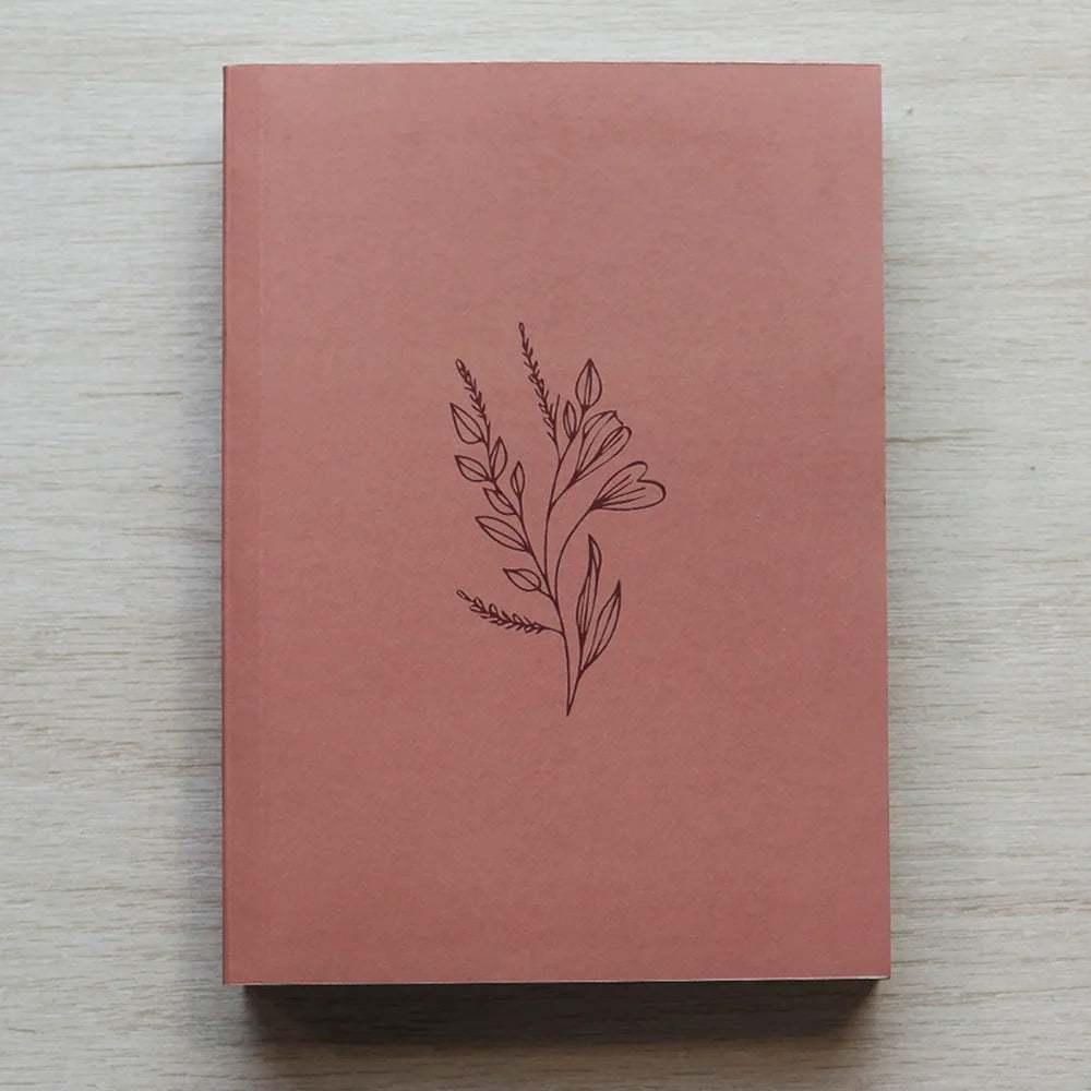 Kit Livro Bloco De Anotações + Bíblia Sagrada Flor Minimalista Marrom Naa Letra Normal Capa Ilustr