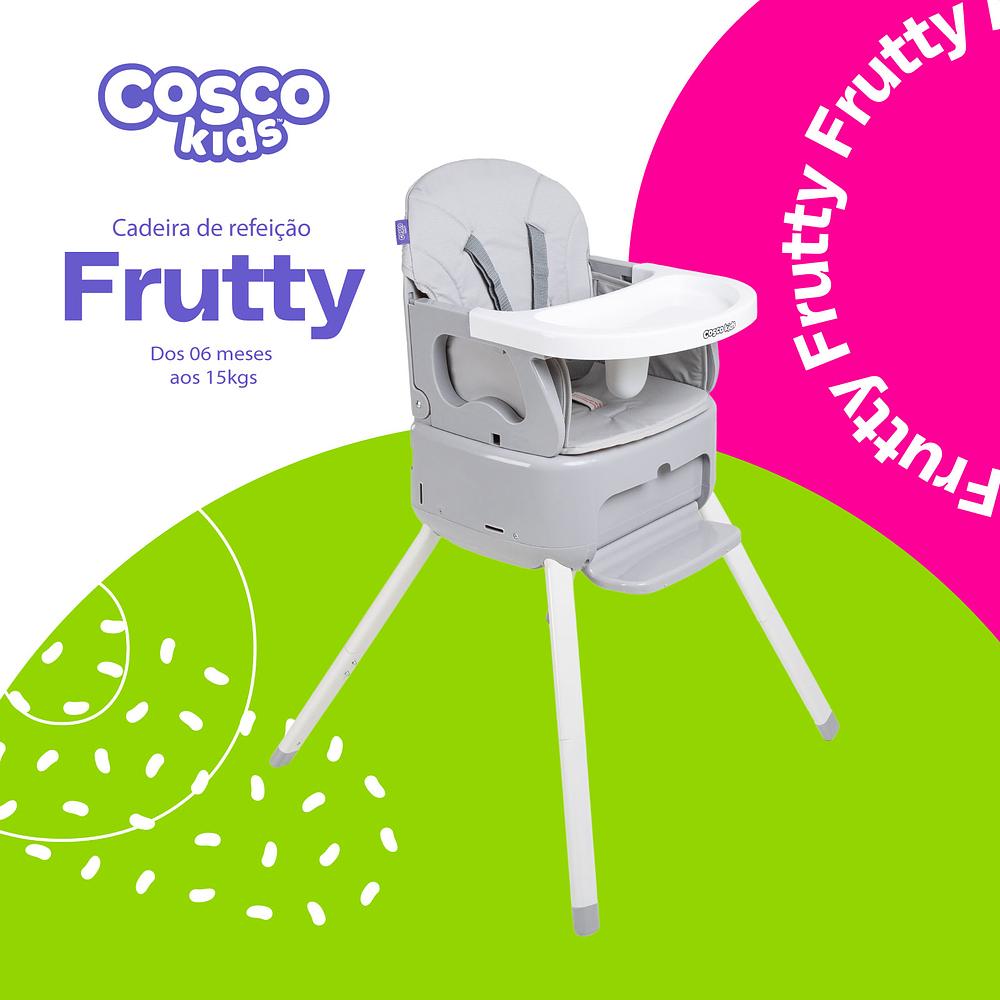 Cadeira De Alimentação Cosco Kids Frutty 4 Em 1 Cinza 6 Meses A 3 Anos