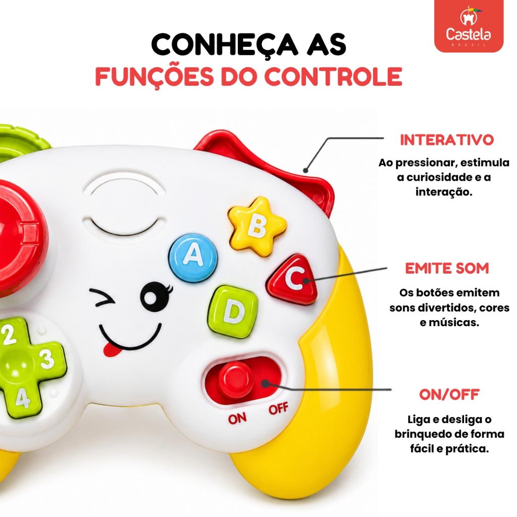 Brinquedo Controle Vídeo Game Musical Divertido Com Luz E Som Para Crianças - Castela