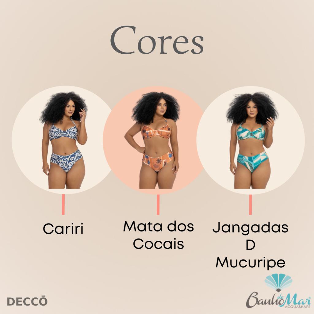 Conjunto Biquíni PLUS Size Meia Taça Estampado Banho De Mar Liso Clássico Moda Praia Alça Ajustável