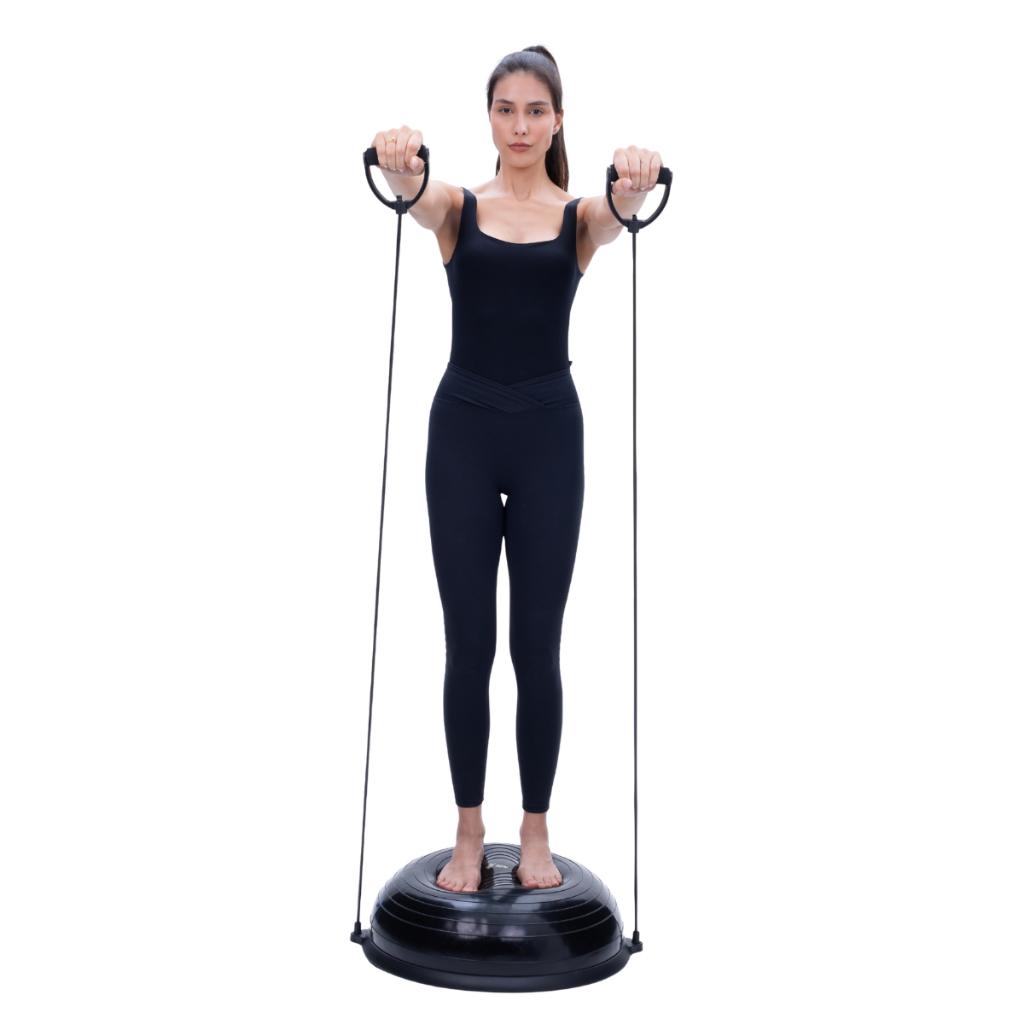 Meia Bola Com Bomba E Alças Preta Pilates Yoga Step - Odin Fit