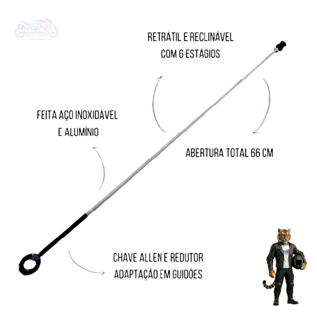 Antena Corta Pipa Moto Retrátil Anti Cerol Aço Inox Guidão