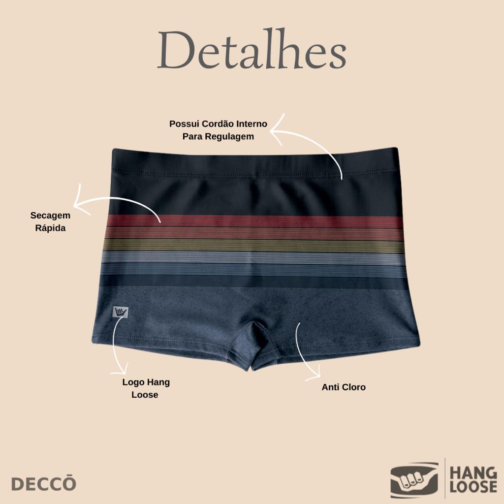 Sunga Hang Loose Boxer Box Masculina Estampa Listra Moda Praia E Piscina Verao Cordao De Regulagem