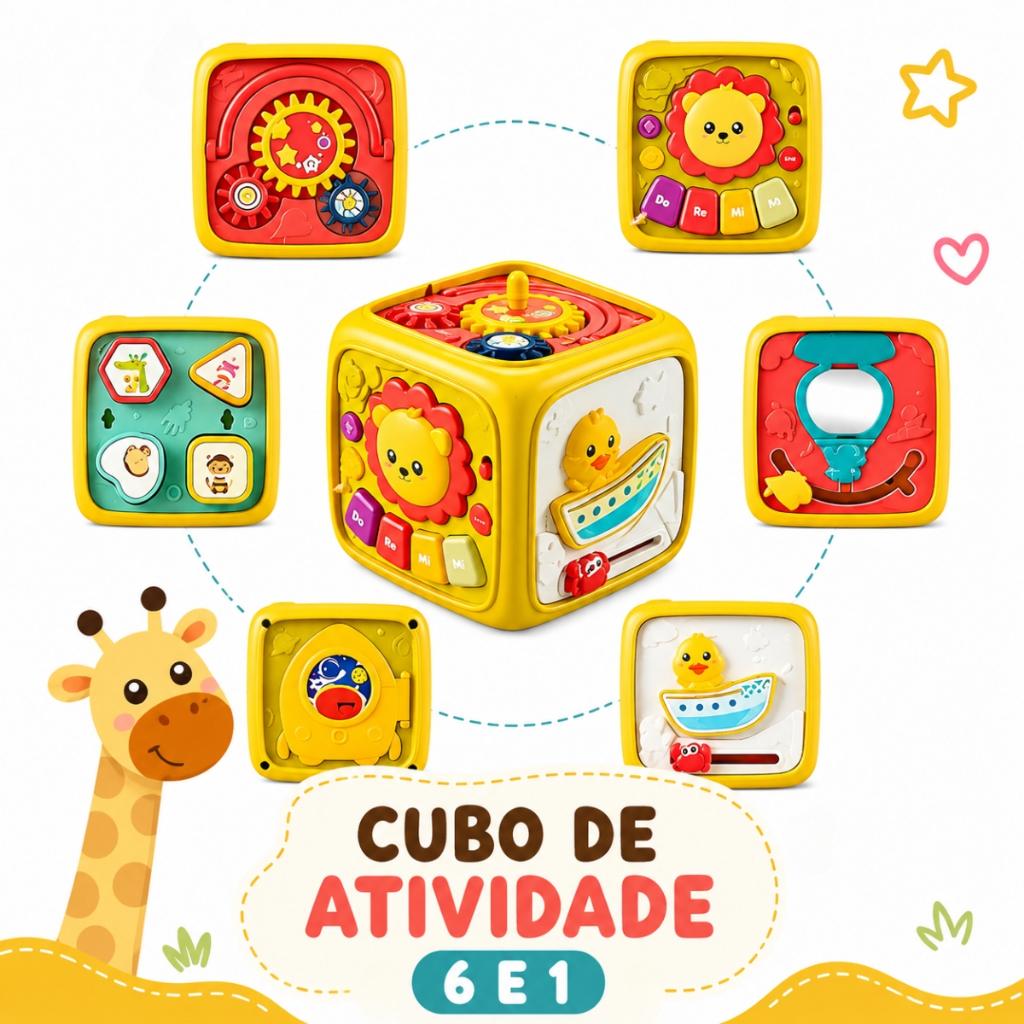 Cubo De Atividade Musical 6 Em 1 Infantil - Castela