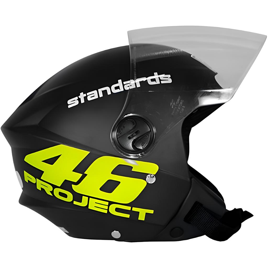 Capacete Liberty New 3 Aberto Personalizado Project 46 Vr Preto Fosco Com Viseira Fumê/transparente