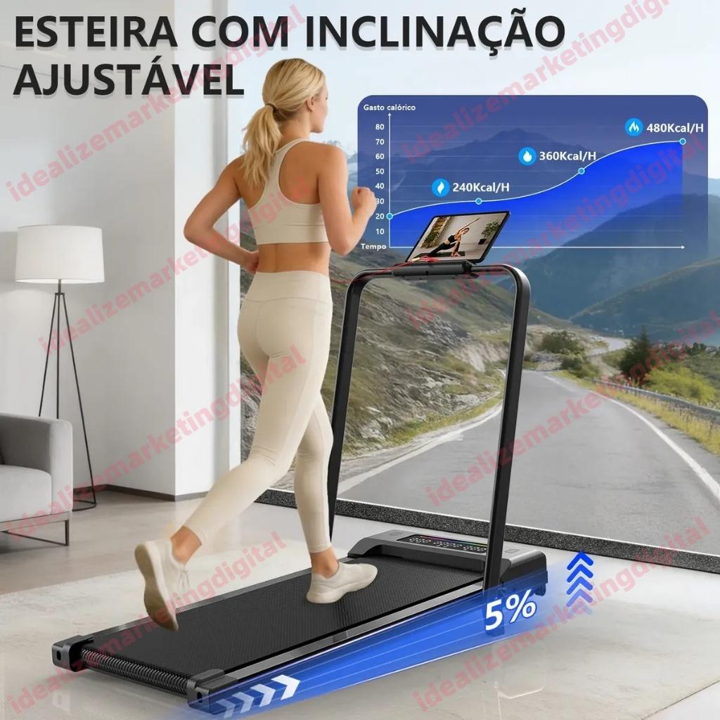 Esteira Elétrica Dobrável Residencial Silenciosa C/tela LED Preto 127v/220v