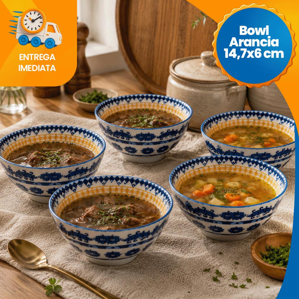 Kit De Tigelas De Cerâmica Decorado Cumbuca Vasilha 6 Peças Sofisticado Bowl De Cerâmica