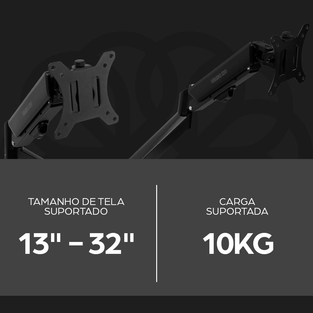 Suporte Articulado Para 2 Monitores 13 A 32 Pistão A Gás Zinnia Nimbo 210 Preto