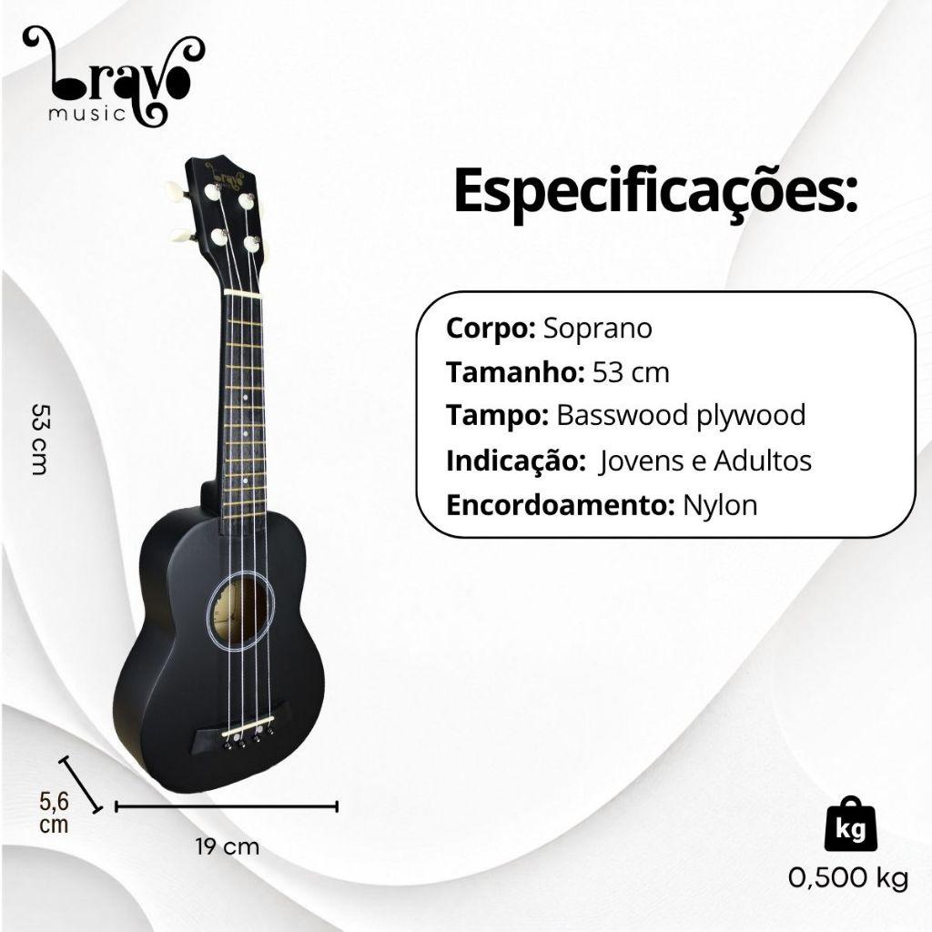Ukulele Soprano Bravo Music Buk121 21 Polegadas Nylon