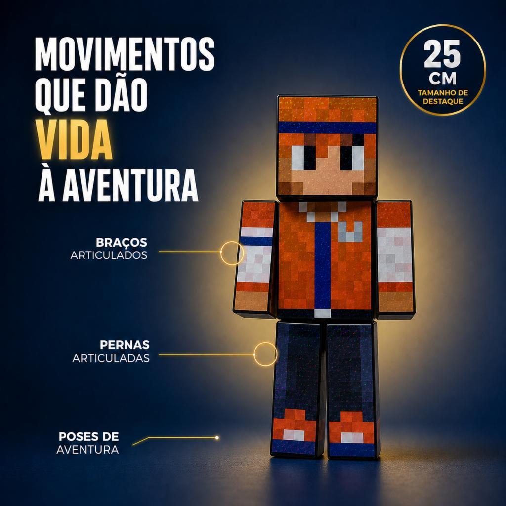 Boneco Gamer Skin Familia Arqueira Articulado Gamer Skin Hey Davi Youtuber 25cm Algazarra