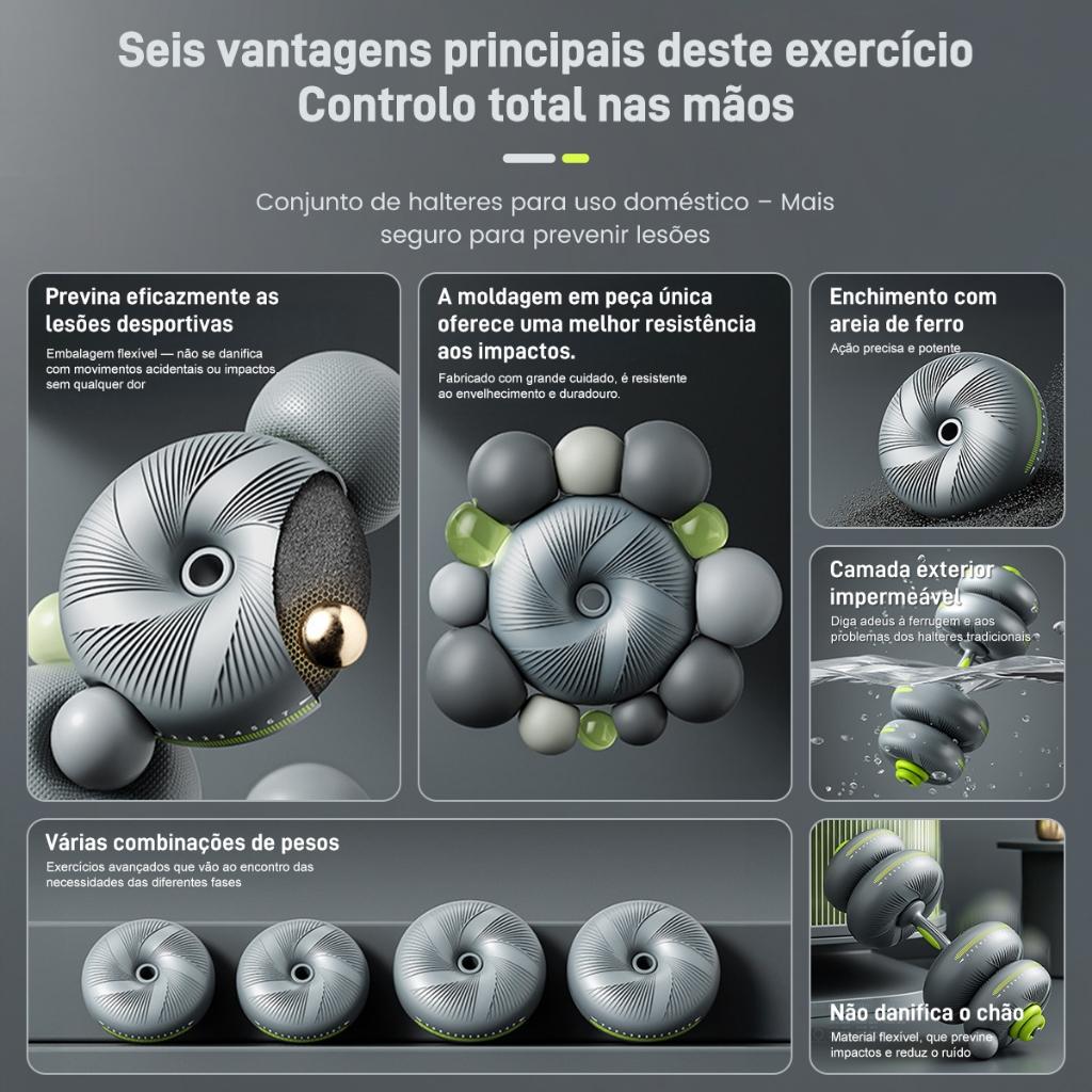 Alteres Musculação Kit Halteres 6 Em 1 Musculação 20kg Ajustável Kettlebell Barra Anilha