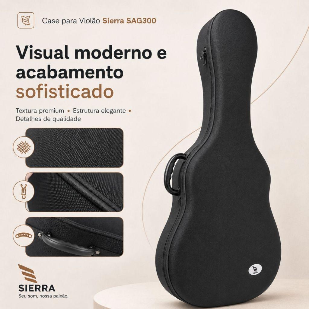 Capa Case Violão Sierra Sag300 Folk Ecológico Sintético Bag Premium Luxo Super Leve