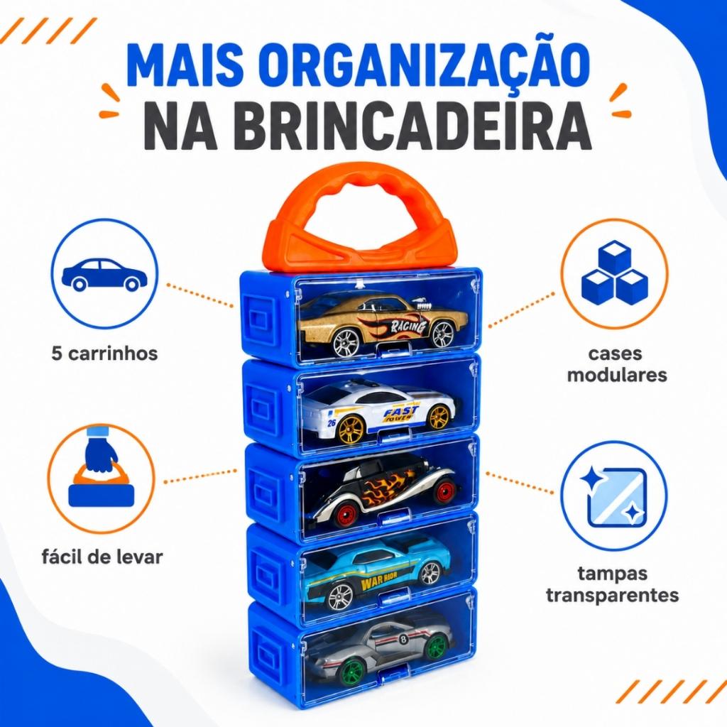 Kit 15 Carrinhos De Ferro Com Box Maleta Coleção Compatível Hotwheels