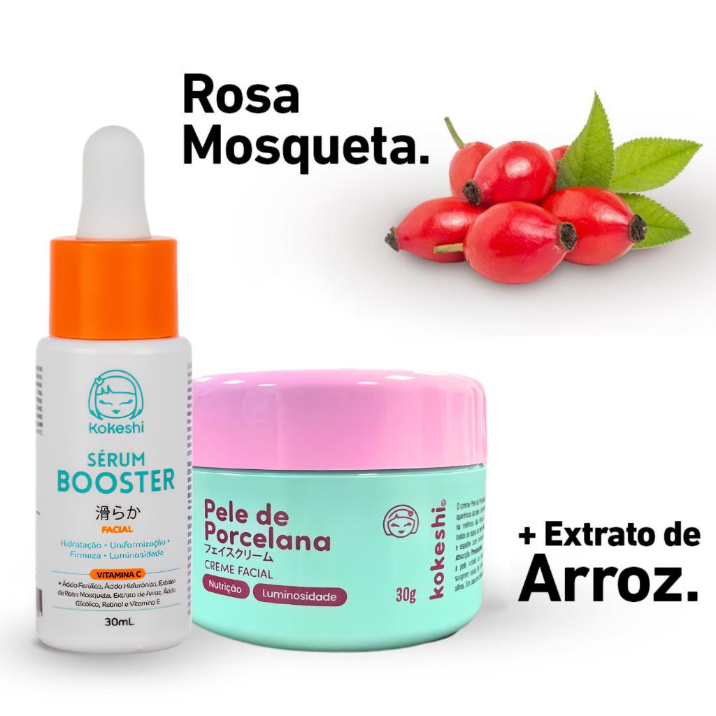 Kit Creme Pele De Porcelana E Sérum Booster Vitamina C Kokeshi Hidratantes
