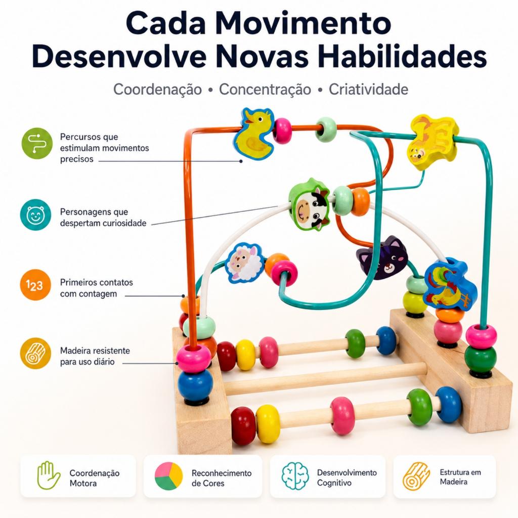 Brinquedo Educativo Completo Montessori Aramado De Madeira Coordenação Motora Infantil Bebê