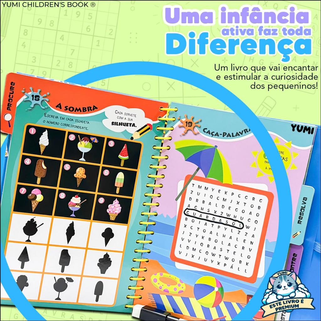 Livro De Viagem Infantil 50 Atividades Divertidas E Educativas Férias - Escreva E Apague