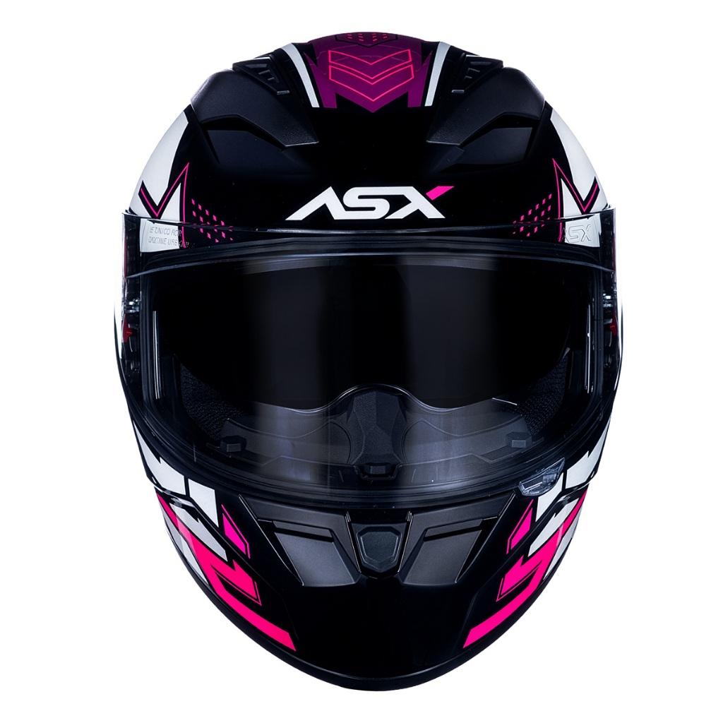 Capacete Asx City Diagon Sv Preto Brilho Branco Rosa C/Óculos