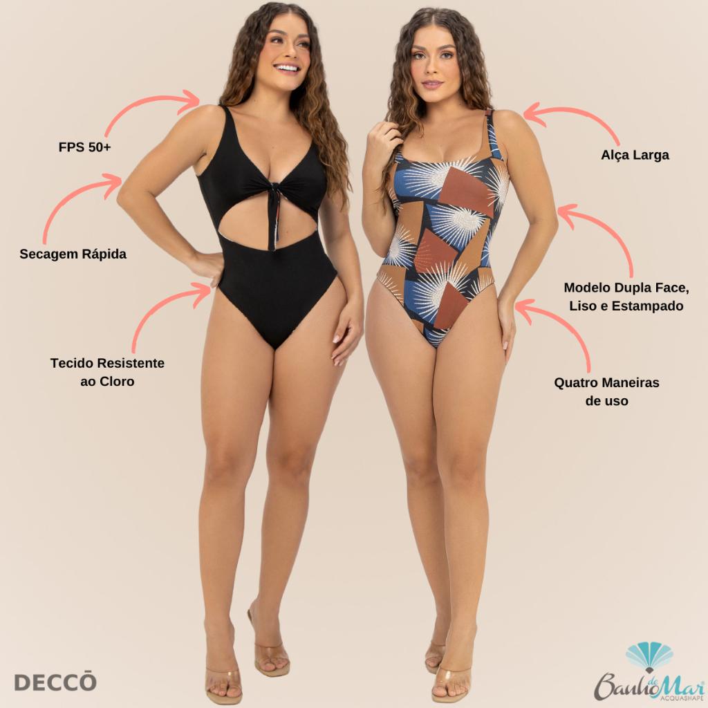 Maiô Body Beach Modelador Dupla Face Quatro Formas De Uso Sem Bojo Versátil Estampado Moda Praia