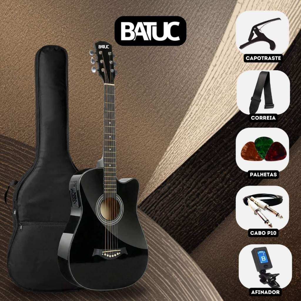 Violão Elétrico Batuc Bs100 Iniciante Cutaway Aço Acessórios Completo