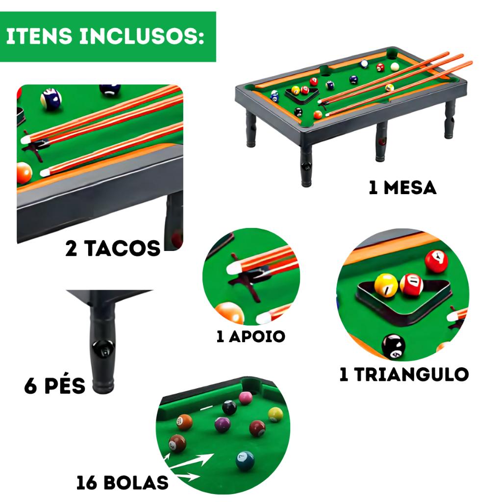 Mini Mesa Sinuca Infantil Bilhar Snoocker Criança Completo Portátil