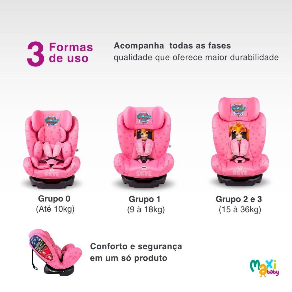 Cadeira Carro Infantil Reclinável 4 Posições 0-36kg Elite Patrulha Canina Maxi Baby