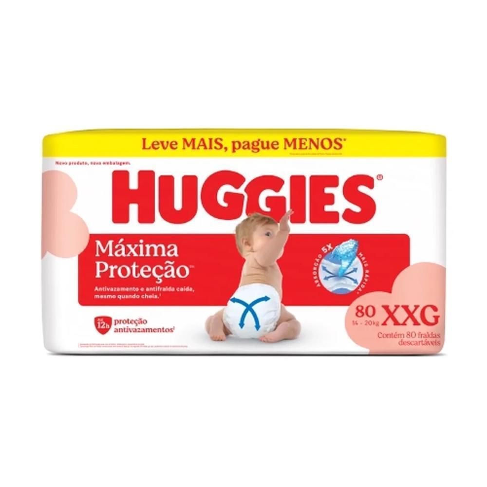 Fralda Descartável Infantil Huggies Máxima Proteção Xxg Pacote 80 Unidades Leve Mais Pague Menos