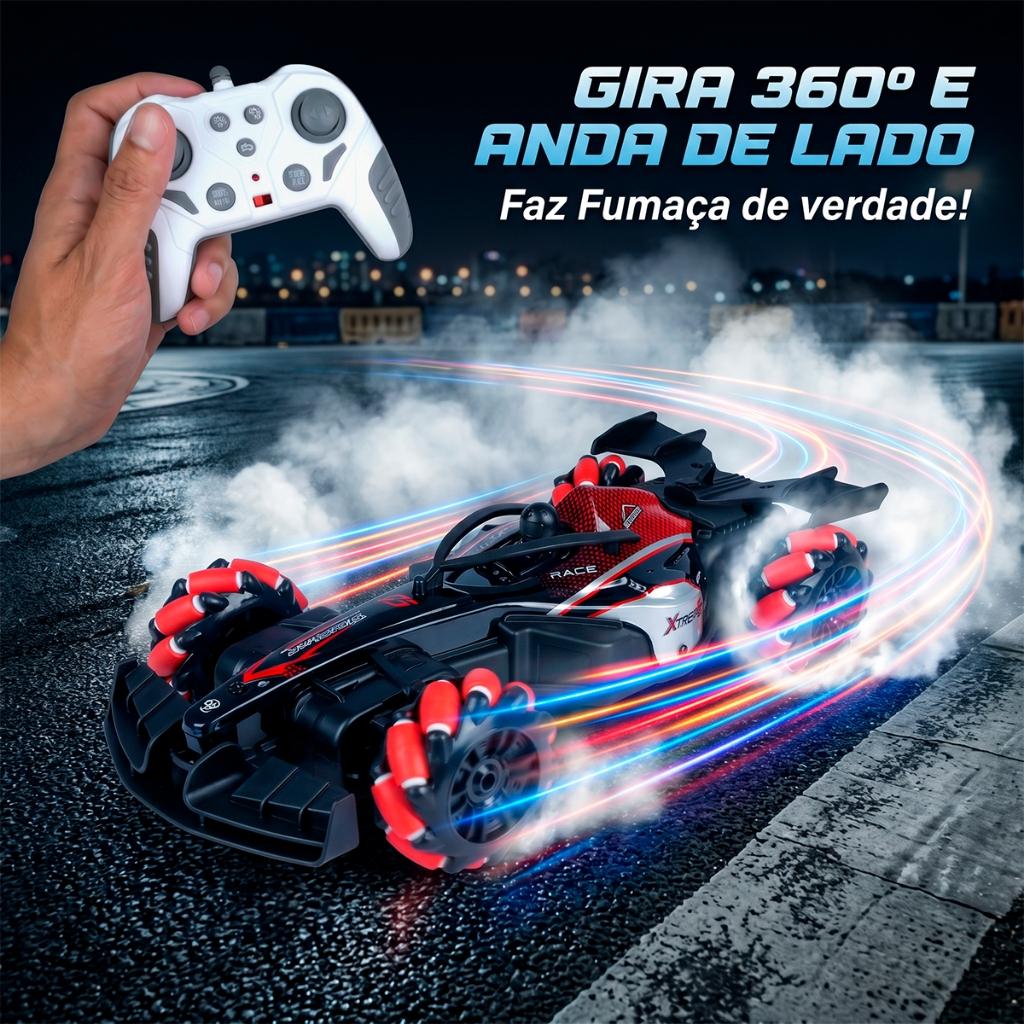 Carrinho Controle Remoto Drift Formula 1 Bateria Recarregável Solta Fumaça Som Brinquedo Infantil