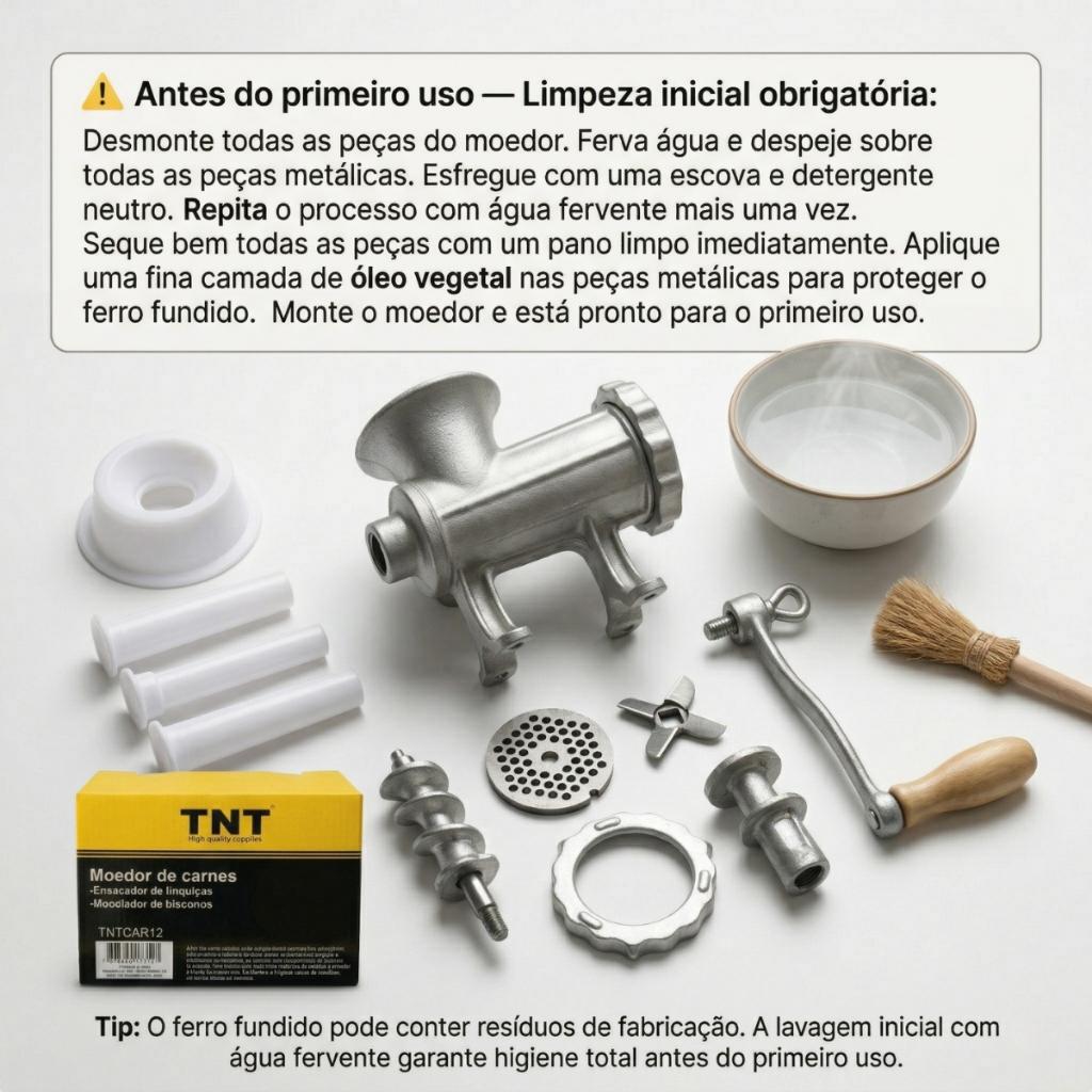 Moedor De Carne Manual Com Acessórios Enchedor De Linguiça Nº 12 Hamburguer