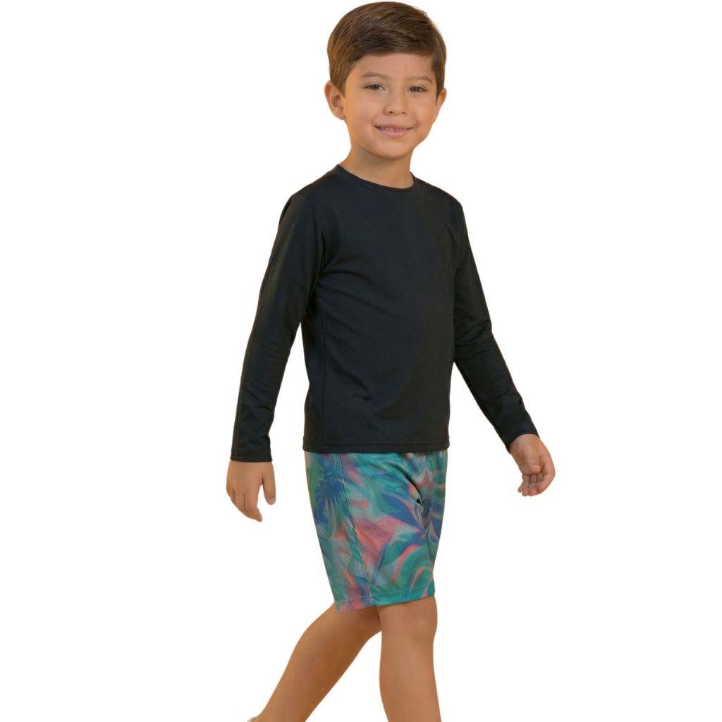 Camisa Blusa Infantil Juvenil Unissex Manga Longa Proteção Uv Solar Térmica Praia Casual