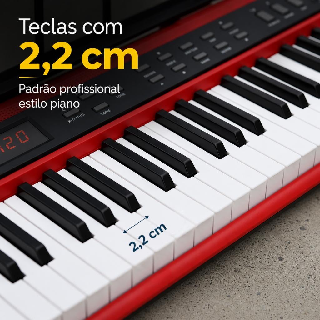 Teclado Eletrônico Kobe Kb-150 Rd Vermelho 5/8 61 Teclas