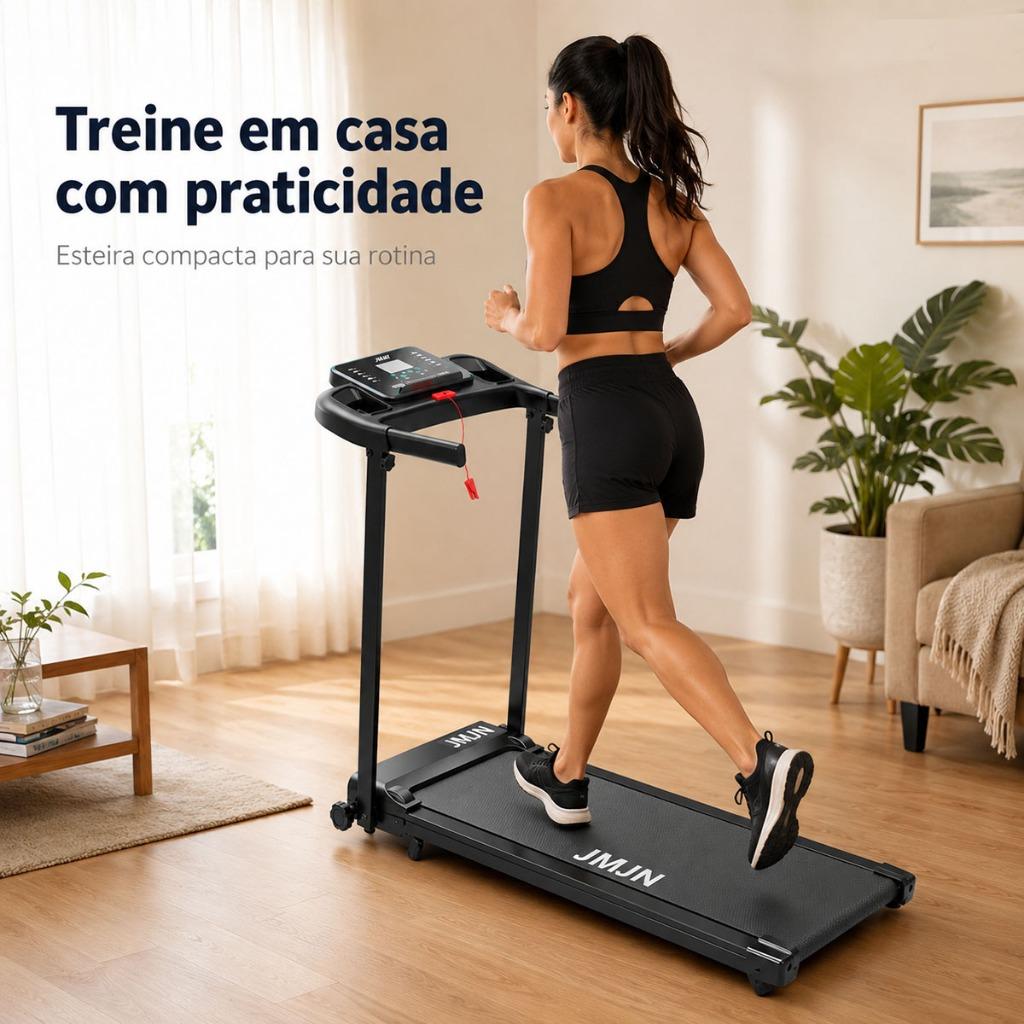 Esteira Elétrica Profissional 3.0hp Bluetooth Tela LED Velocidade Inclinação Manual 12km/h Dobrável Silenciosa 120kg