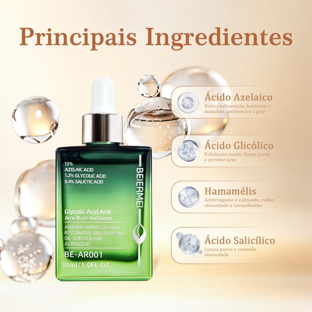 Beiermei Sérum Exfoliante Antiacne Com Ácido Glicólico Anti-inflamatório Para Acne Repara E Acalma