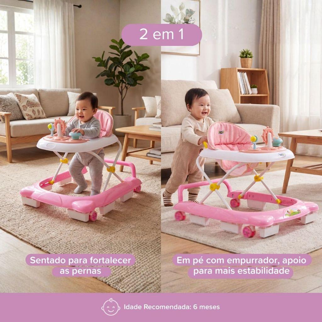 Andador Infantil Musical 2 Em 1 Com Empurrador 3 Ajuste De Altura La Bamba Maxi Baby