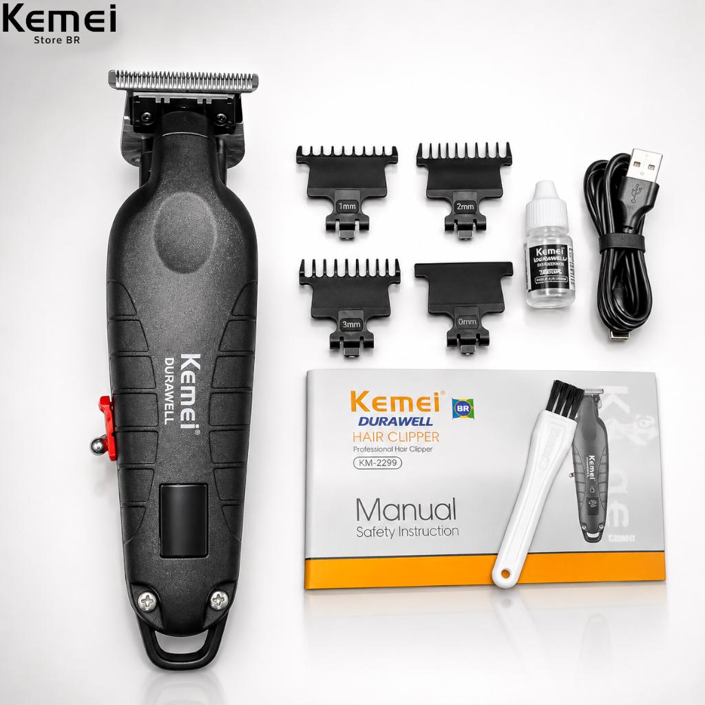 Máquina Cortar Cabelo Acabamento Kemei-2293 Bivolt Aparador De Cabelo Km-2293 Portátil USB