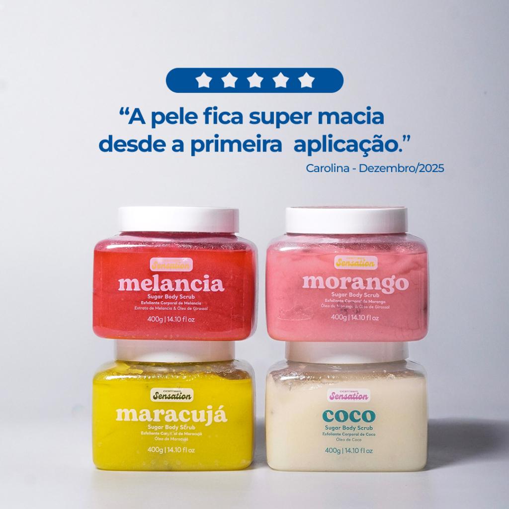 Esfoliante Corporal Sugar Body Scrub Sensation 400g - Morango Melancia Coco E Maracujá