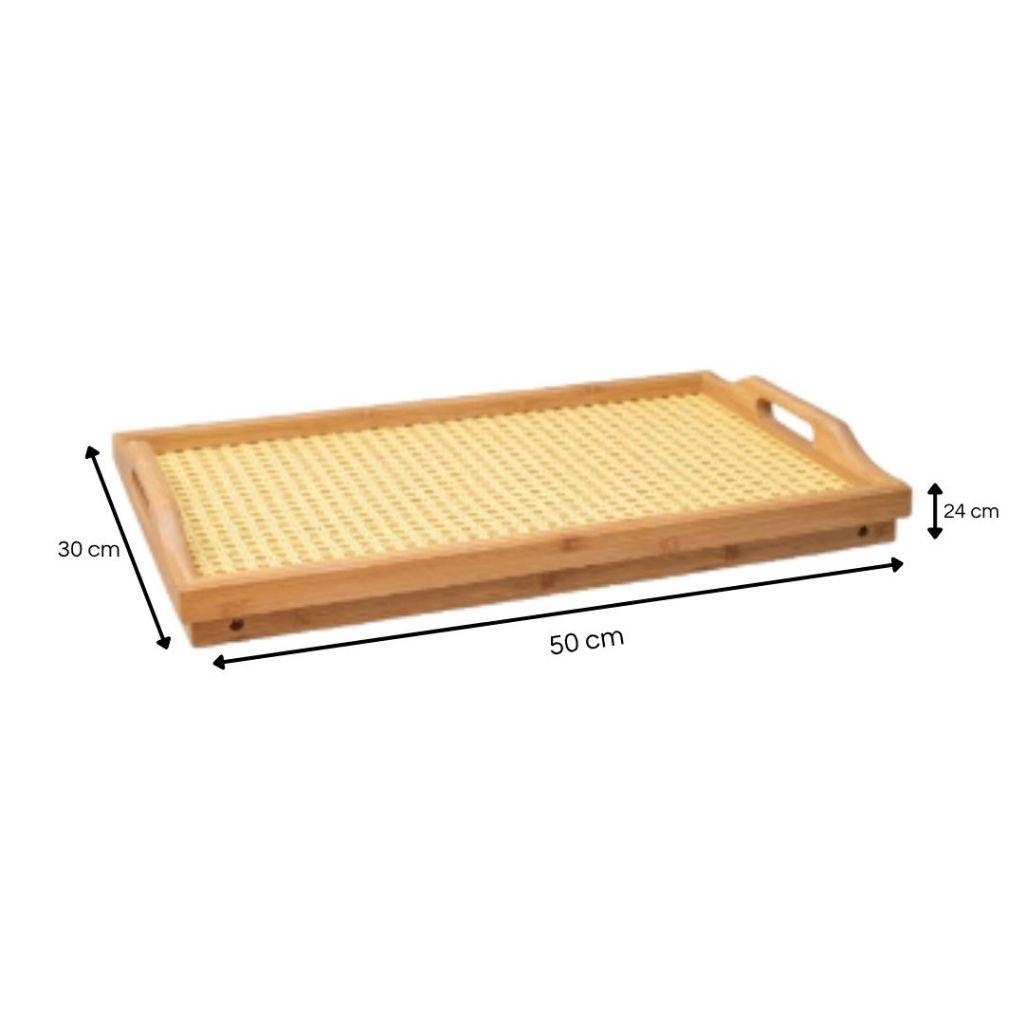 Bandeja Grande Café Na Cama Bambu Palhinha 50cm Oikos