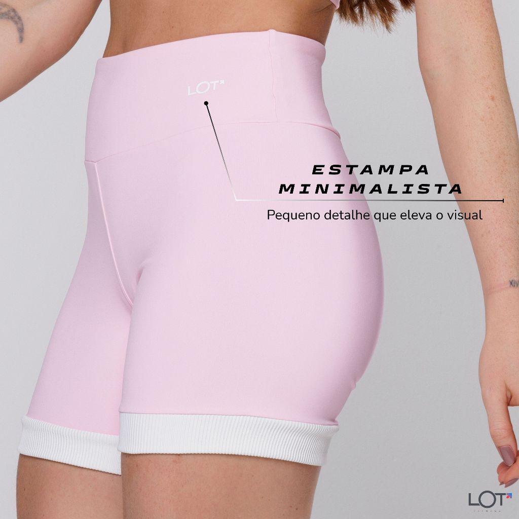 Short Fitness Feminino Preto Com Recorte Off White Poliamida Academia Elevate