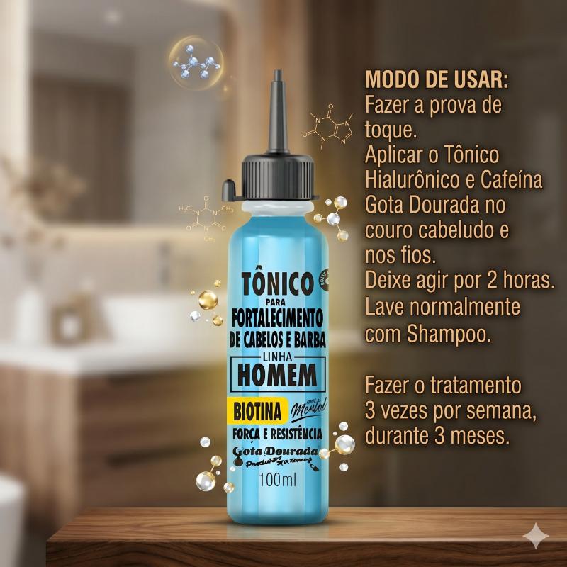 Kit 2 Tônicos Capilares Gota Dourada - Fortalecimento De Cabelos - Homem
