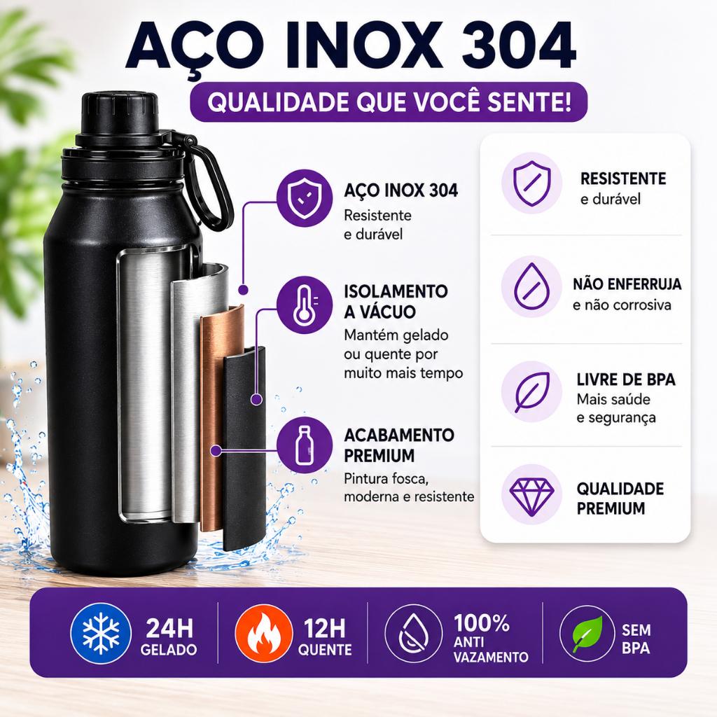 Belifou Glitter Garrafa Térmica Portátil De 800 Ml Com Isolamento Duplo Adequada Para Academia