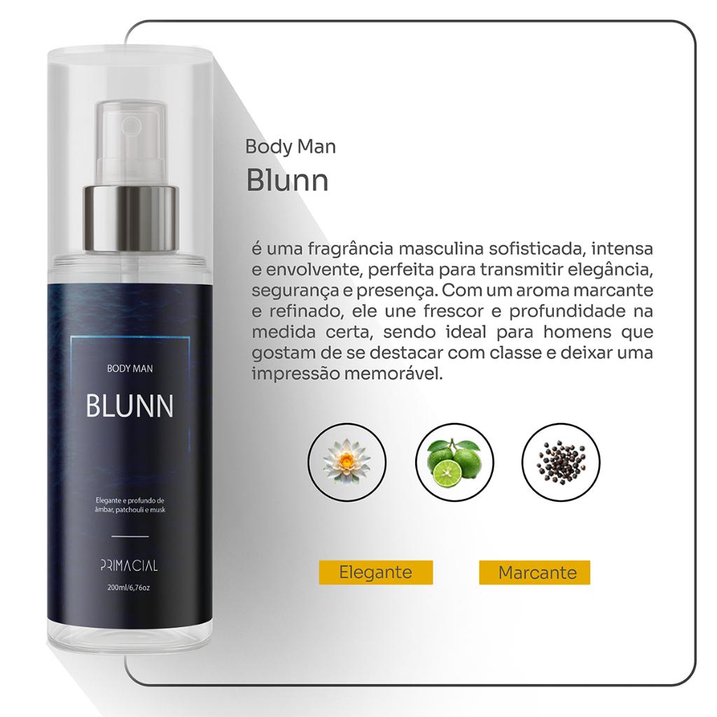 Kit Com 3 Body Splash Masculino Vibration + Blunn + Infalível Fero 200ml - Perfume Cítrico Amadeirado Aquático