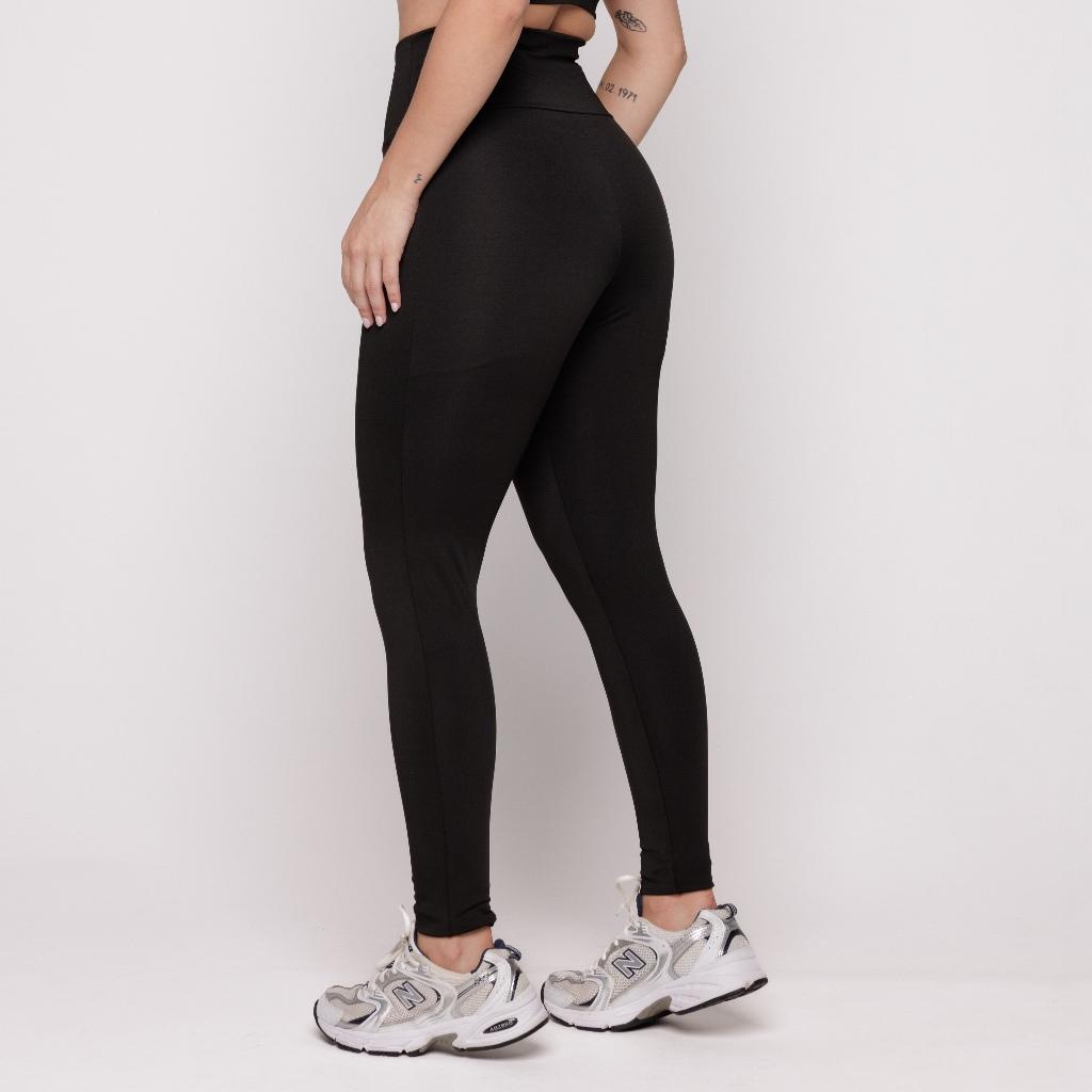 Calça Legging Academia Fitness Grace Preta Femininatreino Forro Duplo Aqn Sport
