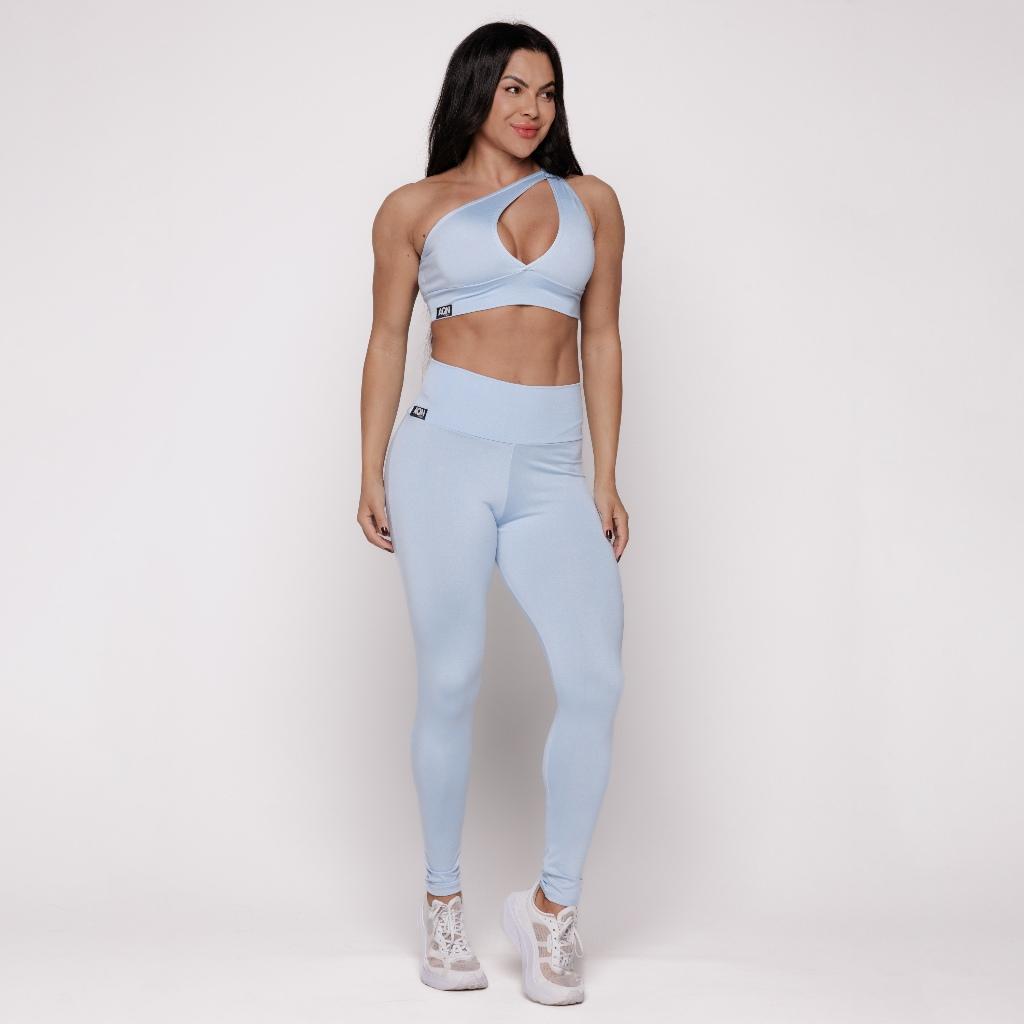 Conjunto Academia Fitness Basic Azul Claro Frozen Zero Transparência Aqn Sport