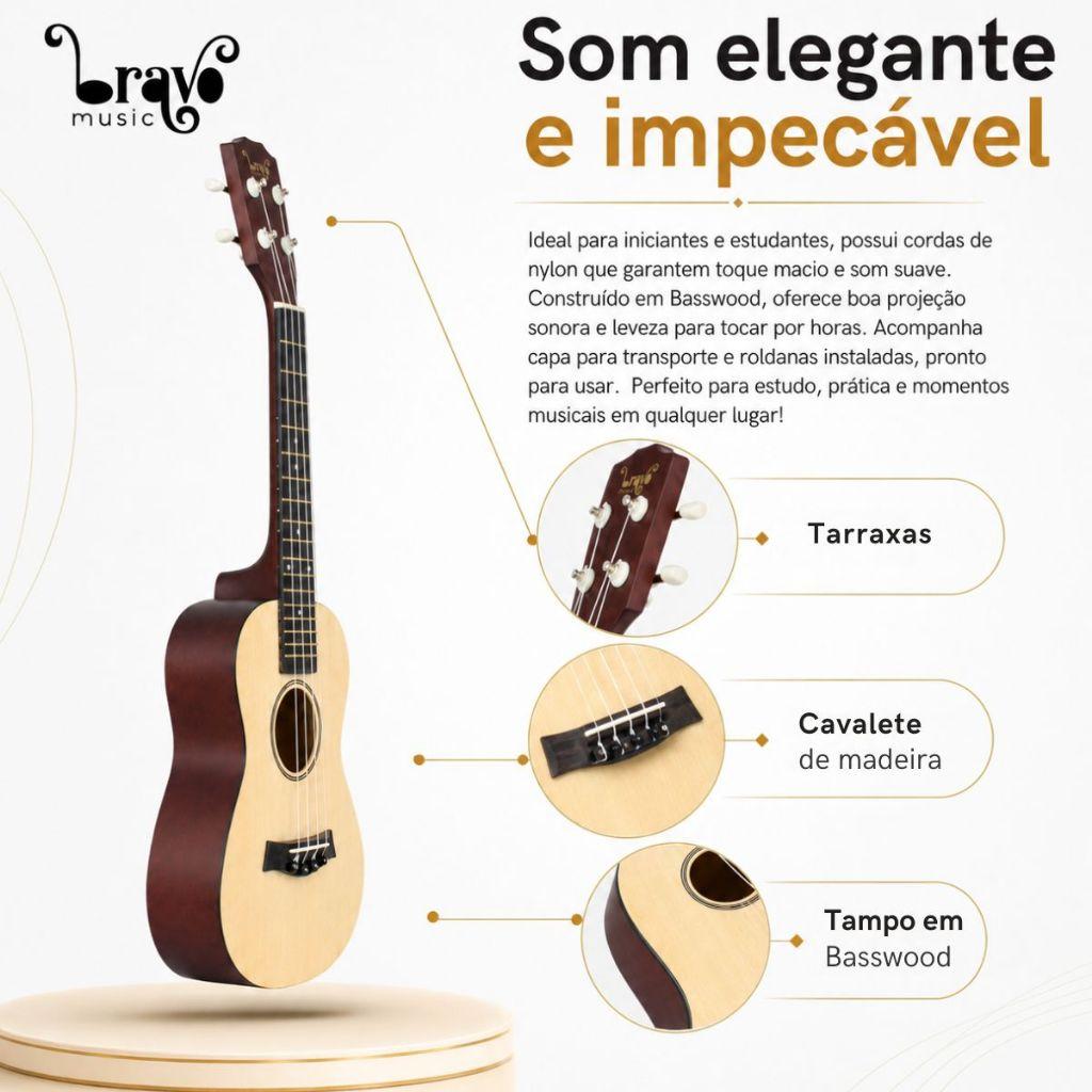 Ukulele Concert Bravo Music Buk123 23 Polegadas Nylon